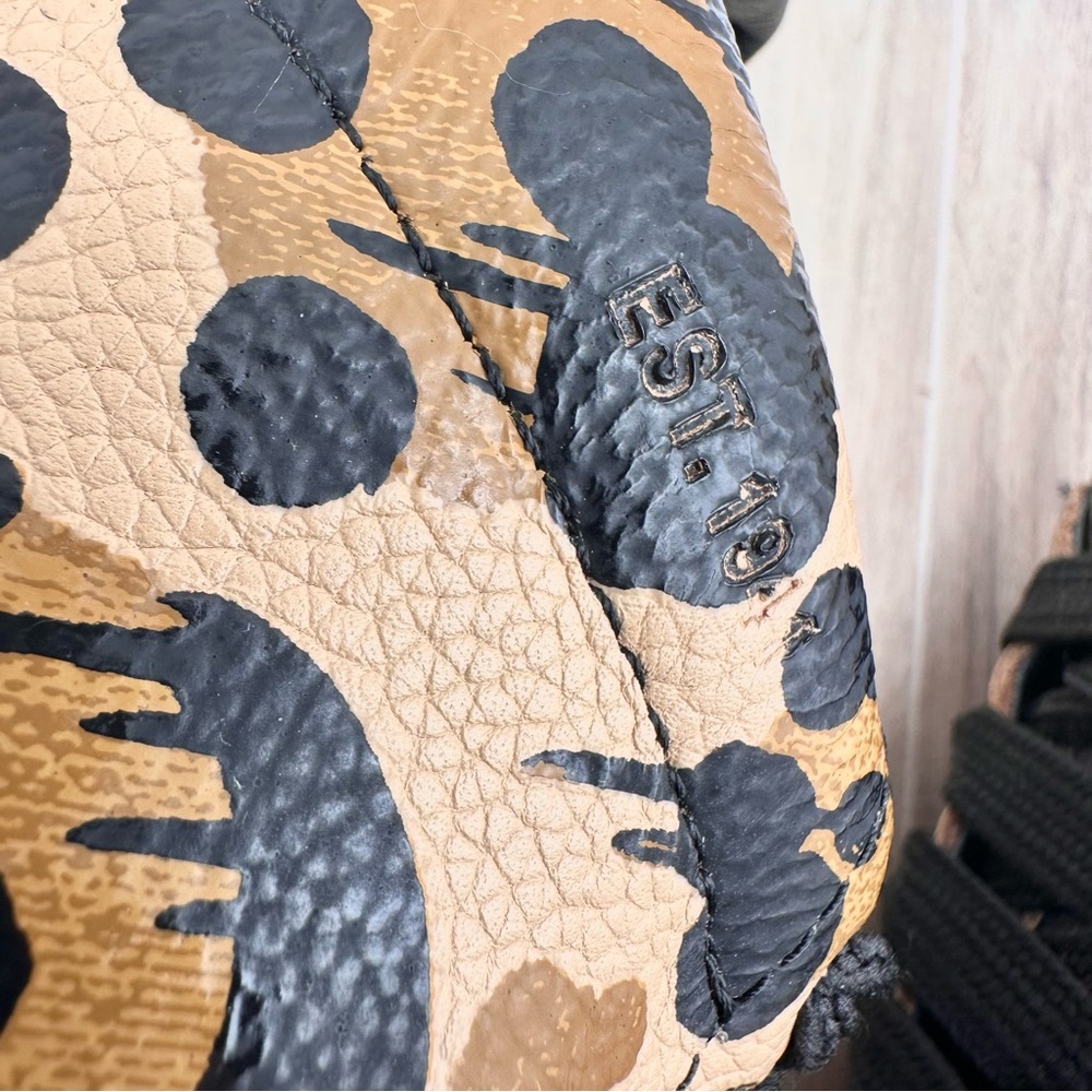COACH Pebble Leather Wild Beast Print Black Lace Up Low Top Sneakers 8.5 B - Picture 9 of 16